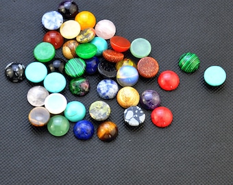8pcs Natural Gemstone Cabochon for Jewelry Making，12mm No Hole Cabochons for Earring Making Flat Back Gemstone Cabochons  Flatback Cabs