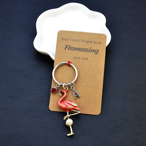 Flamingo Keyring Gift, positivity Keepsake Gift，Personalized Flamingo Gifts for Women & Flamingo Lovers，Pink Flamingo LARGE Key Ring