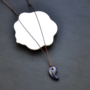 Nature gemstone Comma Cord Necklace，Comma Pendant On A Free Fully Adjustable Waxed cord.  Yin Yang Gemstone Crystal Pendant Necklace Jewelry