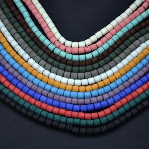 Colorful Lava beads，Natural Volcano Lava Stone 8mm Cylinder Shape Crafts Beads，Jewelry Making DIY Findings， Tube Shaped Volcanic Rock Stone