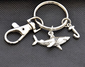 Llavero de tiburón personalizado, tirador de cremallera, regalo de tiburón, amante de los tiburones, llavero de acuario, animal marino, gran tiburón blanco, biólogo marino, joyería de tiburón