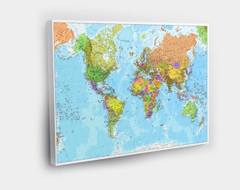 7.2ft Printed World Map Wall Vinyl Self Adhesive Office Travel | Etsy