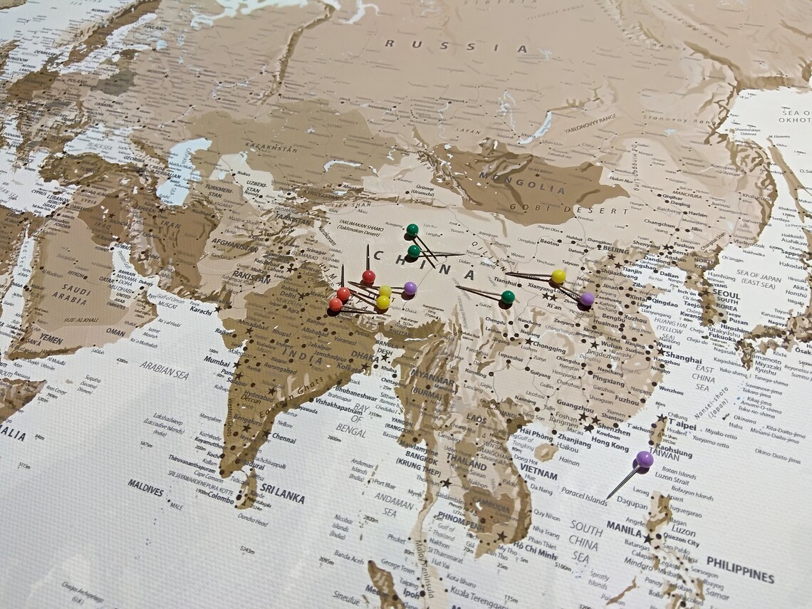 Brown World Map Canvas Poster Personalized Canvas World Map - Etsy