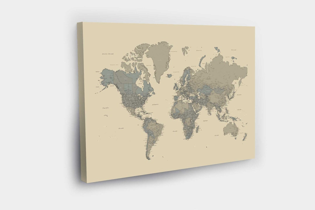 Push Pin World Map Canvas World Map Wall Art World Map - Etsy