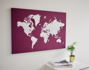 Push Pin World Map Canvas World Map Wall Art World Map - Etsy