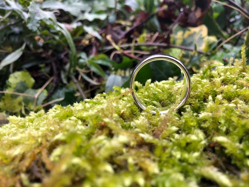 Sterling silver Ebony bent wood ring with Amethyst inlay