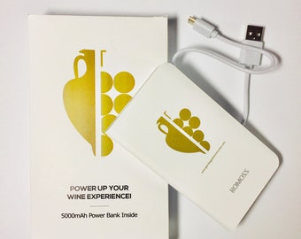 Wine themed power bank, gift for wine lover, made in Greece, handmade Greek design