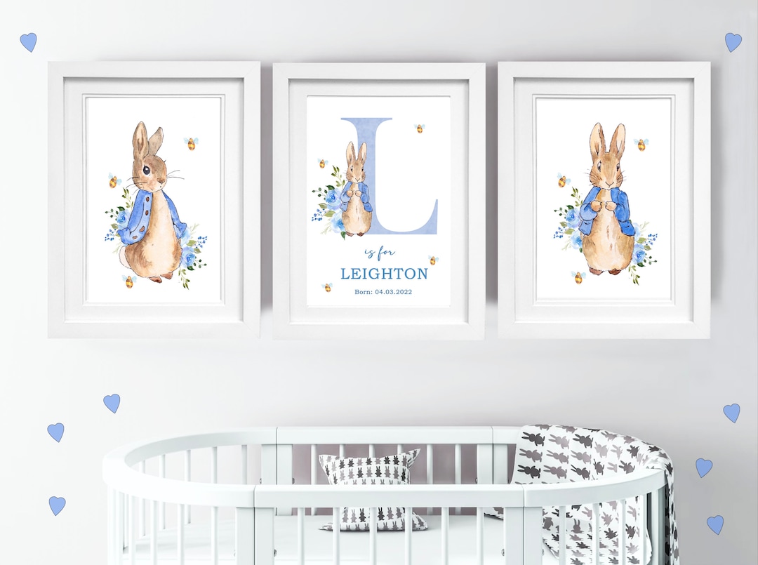 Peter Rabbit Bunny Set of Three Prints Nursery Boys Baby Room A3 A4 A5 ...