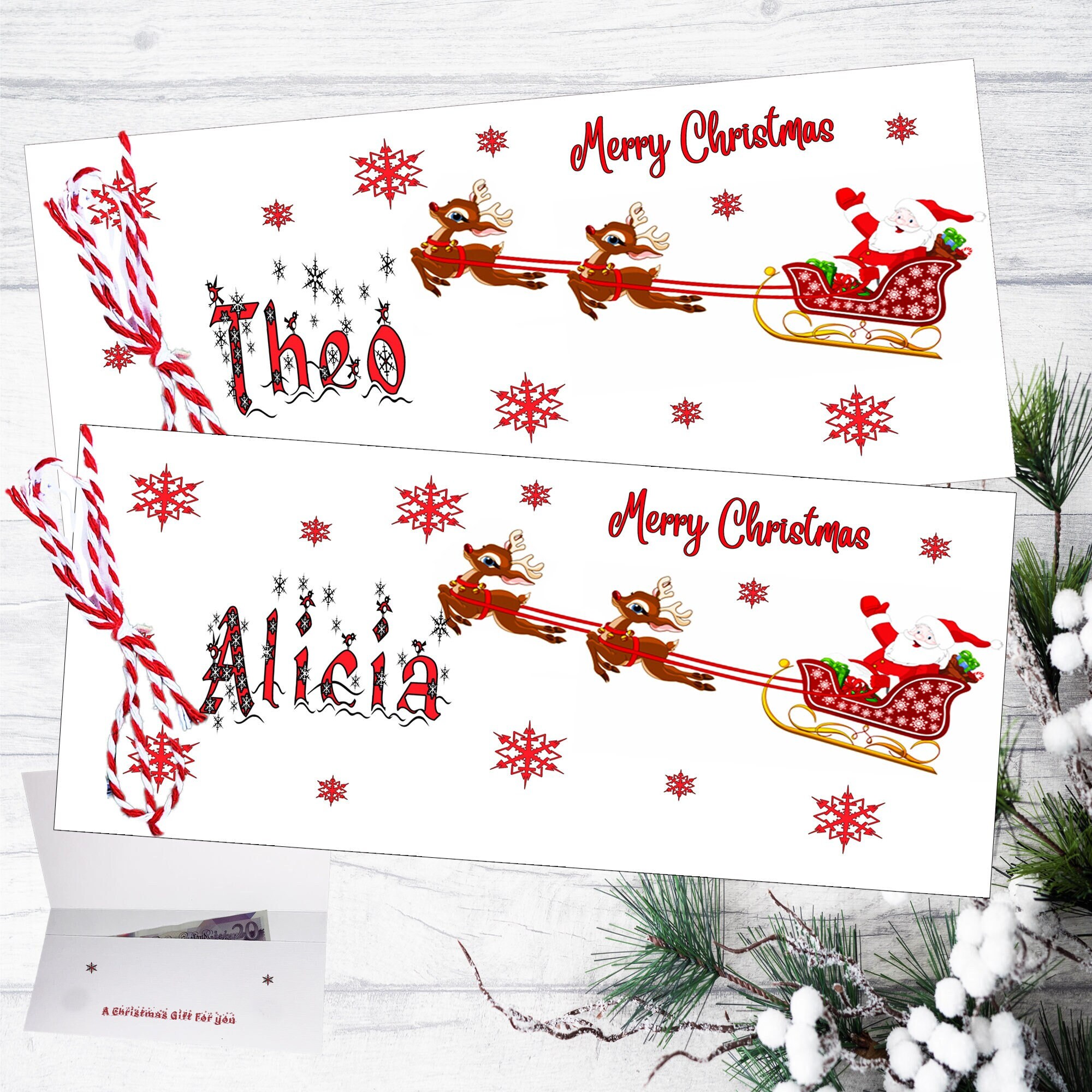 Christmas Money Voucher Wallet 2023 Personalised Name Complete With Blank/Personalised Envelope Snowman