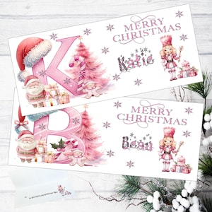 Personalised Christmas Money Voucher Wallet Any name can be added Pink Alphabet