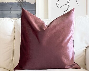 Dried Rose Shiny Velvet Cushion, Throw Pillow, 20X20 Velvet Pillow Cushion, Pillow Decor for Luxury Home, (Only Cover)