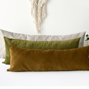 Housse doreiller lombaire verte, oreiller décoratif long corps vert olive, coussin doreiller en velours Lux, oreiller de taille personnalisée, couverture uniquement, 20 22 image 2