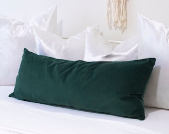 14x36 Lumbar Pillow, Dark Green Long Pillow, Emerald Green 12x36 Pillow, Decorative Large Pillow, Long Velvet Pillow, Luxury Pillow
