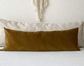 Extra Long Lumbar Pillow Cover, Copper Bronze Velvet Throw Pillow, All Custom Size, Velvet Decorative Pillow, (Only Cover) 20x54, 14x36