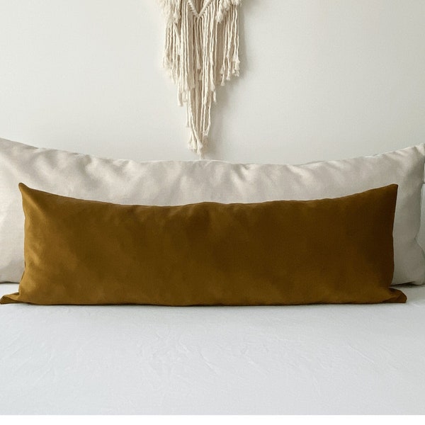 Housse de coussin lombaire extra longue, coussin en velours cuivre bronze, toutes les dimensions personnalisées, coussin décoratif en velours, (housse uniquement) 20 x 54, 14 x 36