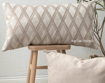 Beige Color Linen Fabric Throw Pillow, Heavy Linen Fabric Lumbar Pillow Cover, Woven linen decorative throw pillow cover (Only Cover) 20x20