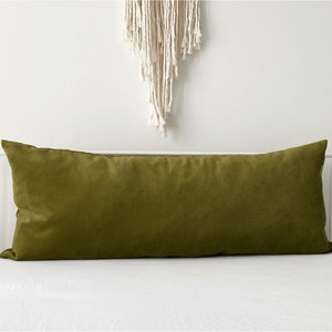 Green Lumbar Pillow Cover, Olive Green Decorative Long Body Pillow, Lux Velvet Pillow Cushion, All Custom size Pillow, (Only Cover), 20 22