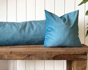 Blue Turquoise Pillow Cover, Blue Velvet Pillow, All Size Pillows Custom, Made Pillow, Velvet Cushion Cover, Lumbar Pillow