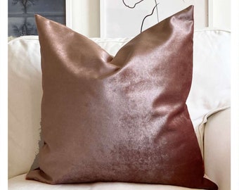 Luxury Light Rose Gold Decorative Throw Pillows, 20x20 Velvet Pillow Cushion, Pillow Decor for Luxury Home, Christmas Pillows (Only Cover)