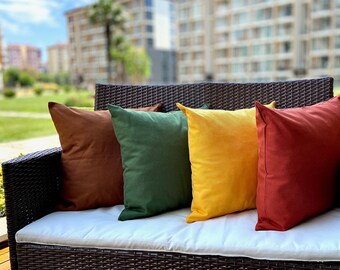 Brown, Green, Yellow, Burgundy, 20x20 Throw Pillows for Garden Furniture, Outdoor Throw Pillow, Stain Resistant Fabric, Only cover