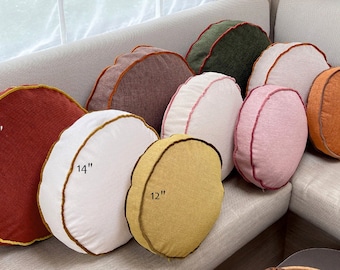 Luxe Linen Round Pillows - 17 Gorgeous Colors, Cozy Comfort: Round Pillows in Linen, Pillow inserts are included!