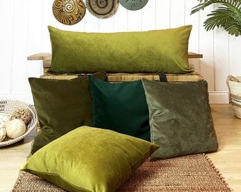 Green Velvet Extra Long Lumbar Pillow *Velvet Pillow Covers in All Colors, Oversized pillow Headboard pillow, Custom Body Pillow Only Cover