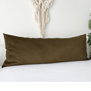 Olivetone Velvet Body Pillow Cover: Farmhouse Style, Custom Size