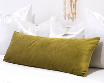 Green Velvet Pillow Cover, Lumbar Pillow, Body Pillow Cover, 12x36 Decorative Pillow, 14x36 Velvet Pillow, Green Lumbar Pillow