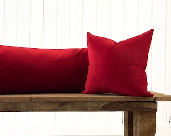 Red Pillow Cover, Red Velvet Pillow, All Size Pillows Custom, Made Pillow, Velvet Cushion Cover, Lumbar Pillow (Only Cover)