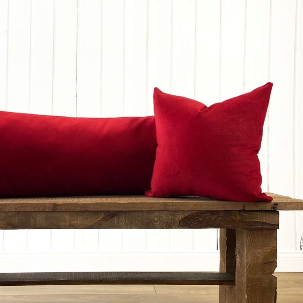 Copricuscino rosso, Cuscino in velluto rosso, Cuscini di tutte le dimensioni personalizzati, Cuscino realizzato, Copricuscino in velluto, Cuscino lombare (Solo copertina)