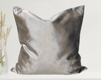 Metallic Gray Pillow Cover, Bright Gray Velvet Pillow, All Size Pillows Custom, Made Pillow, Bright Velvet Pillow Cover, Velvet Cushion, 20x