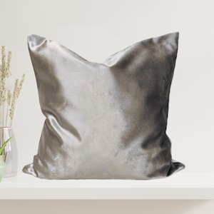 Metallic Gray Pillow Cover, Bright Gray Velvet Pillow, All Size Pillows Custom, Made Pillow, Bright Velvet Pillow Cover, Velvet Cushion, 20x