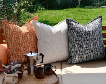 Patio decor pillows, Outdoor Sofa Pillows, Durable and Stylish Outdoor Pillowcase, Front side patterned, back side solid color