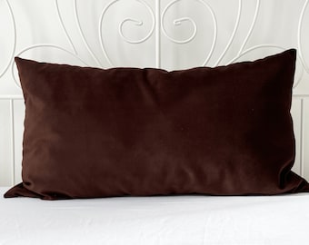 Brown Pillow Covers, Velvet Cushion, 20x20 Dark Brown Pillow, All Custom Size Brown Pillow, (Only Cover) 20x54, 14x36, 18x18, 45x45, 50x50