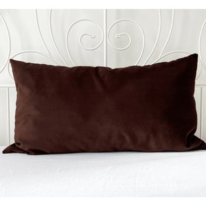 Brown Velvet Pillow Cover: Custom Size Cushion, XL Lumbar Throw (Only Cover)