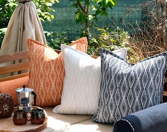 Luxury Garden Cushions, Patio Pillows, Outdoor Sofa Pillows, Stylish Outdoor Pillowcase, Front side patterned, back side solid color