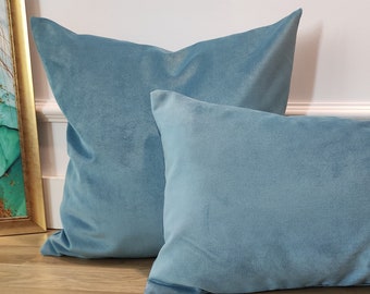 smokey blue throw pillows