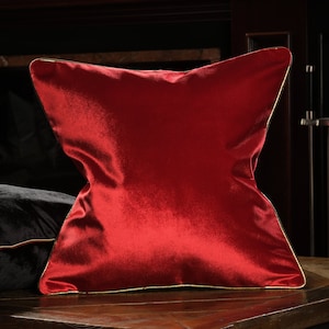 Luster Red Cushion, Red Velvet Cover 20x20, Stunning Color Pillows, Home Decor Cushion, Luxury Pillow Cover 18x18, Royal Red Pillow 24x24