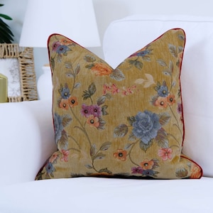 Decorative Throw Pillow Cover, Chenille Pillow covers, Decorative Luxury Pillow Cover with Piping, 30 color piping options, (Only Cover)