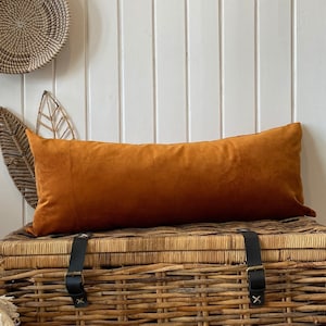 Burnt Orange Velvet Lumbar Pillow Cover: Extra Long Body Pillow
