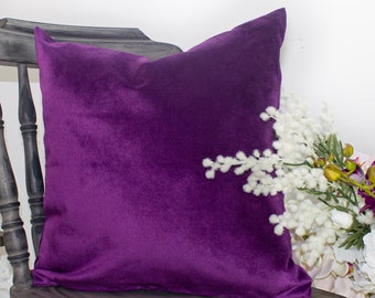 Oreiller purple Throw, tissu de velours violet, taies d'oreiller en velours, oreillers de luxe,