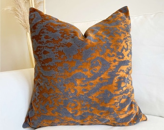 Luxury Design Fabric Throw Pillows Cover, Velvet Pillow Cover, Rust Color Decorative Pillow,  (Only Cover) 18x18, 20x20