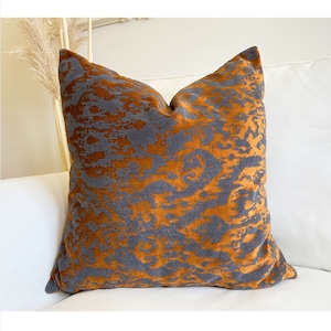 Luxury Design Fabric Throw Pillows Cover, Velvet Pillow Cover, Rust Color Decorative Pillow,  (Only Cover) 18x18, 20x20