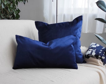 Navy Blue Velvet Pillow, Royal Blue Baby Face velvet cushion, 20x20 velvet pillow, 18x18 throw pillow, Decorative throw pillow, 40x40, 45x45