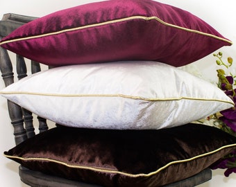 Luxury Velvet Throw Pillow Cover in Claret, Velvet Accent Pillow Cover, Shiny Velvet Pillow Cover, (Only Cover) FastShip