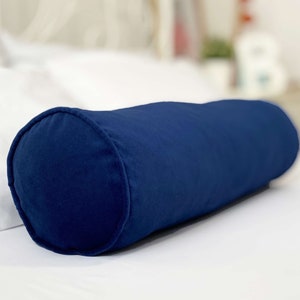 Navy Blue Bolster Pillow Cover, Blue Velvet Bolster Pillows in 30 different colors and sizes, Sofa Bolster, 6, 7, inch diameter (Only Cover)