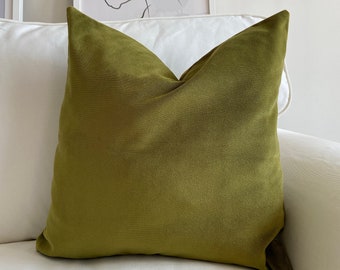 Green Pillow Cover, Sofa Pillow, Throw Pillow, Lumbar Pillow, Touch Pillows, Solid Color Pillows 20x20, Dekokissen (Only Cover)