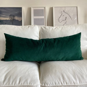 SALE!  Dark Emerald Green Velvet Lumbar Pillow, 14x36, 35x90, Best Couch Pillows, Custom Throw Pillow Covers  All size (Only Cover)