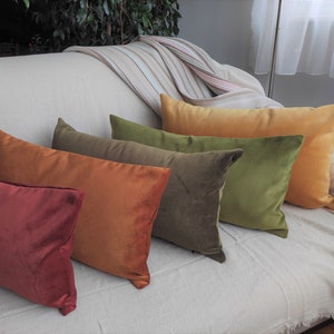 Lumbar Pillow, Bed Pillow Body Cushion, Decorative Throw Pillow Cover, Solid Color, Mustard, Green, Yellow, Terracota, Kissenbezug aus Samt