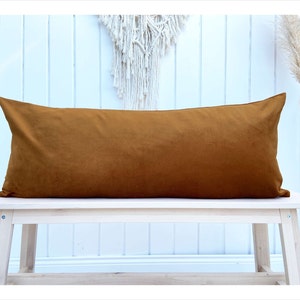 Rust Velvet Body Pillow Cushion, Long lumbar pillow cover in custom colour and size, Oversize lumbar pillowcase, (only cover), 14x36, 14x42